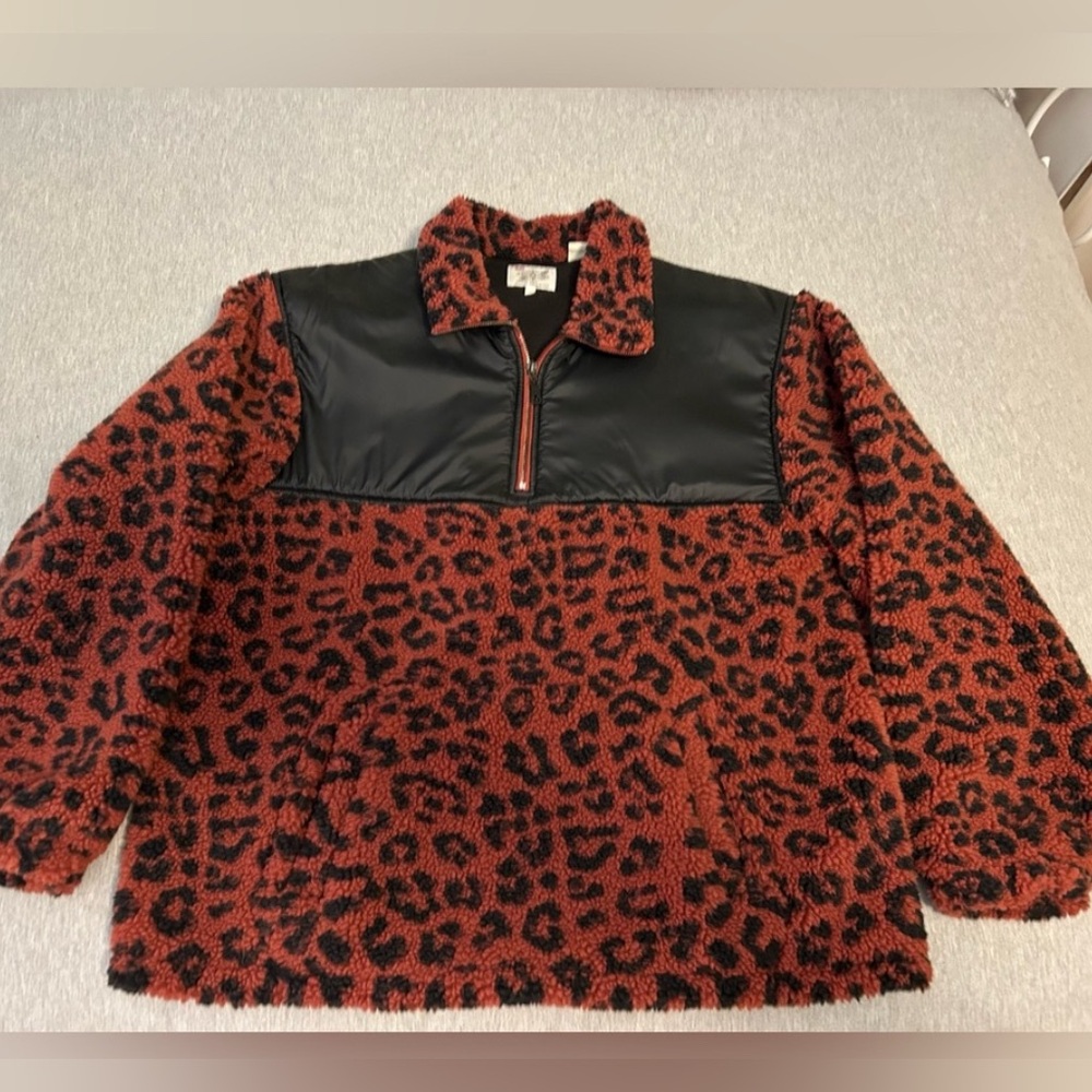 Levi’s Fresh Leaves Justin Timberlake 1/4 zip Sherpa Orange Cheetah Pullover